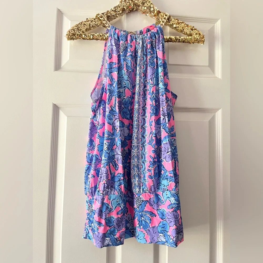 Lilly Pulitzer Bowen Halter Top Pink Palm Paradise Engineer - Picture 4 of 9